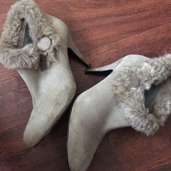VINTAGE tan suede leather fur boot - Picture 8 of 15